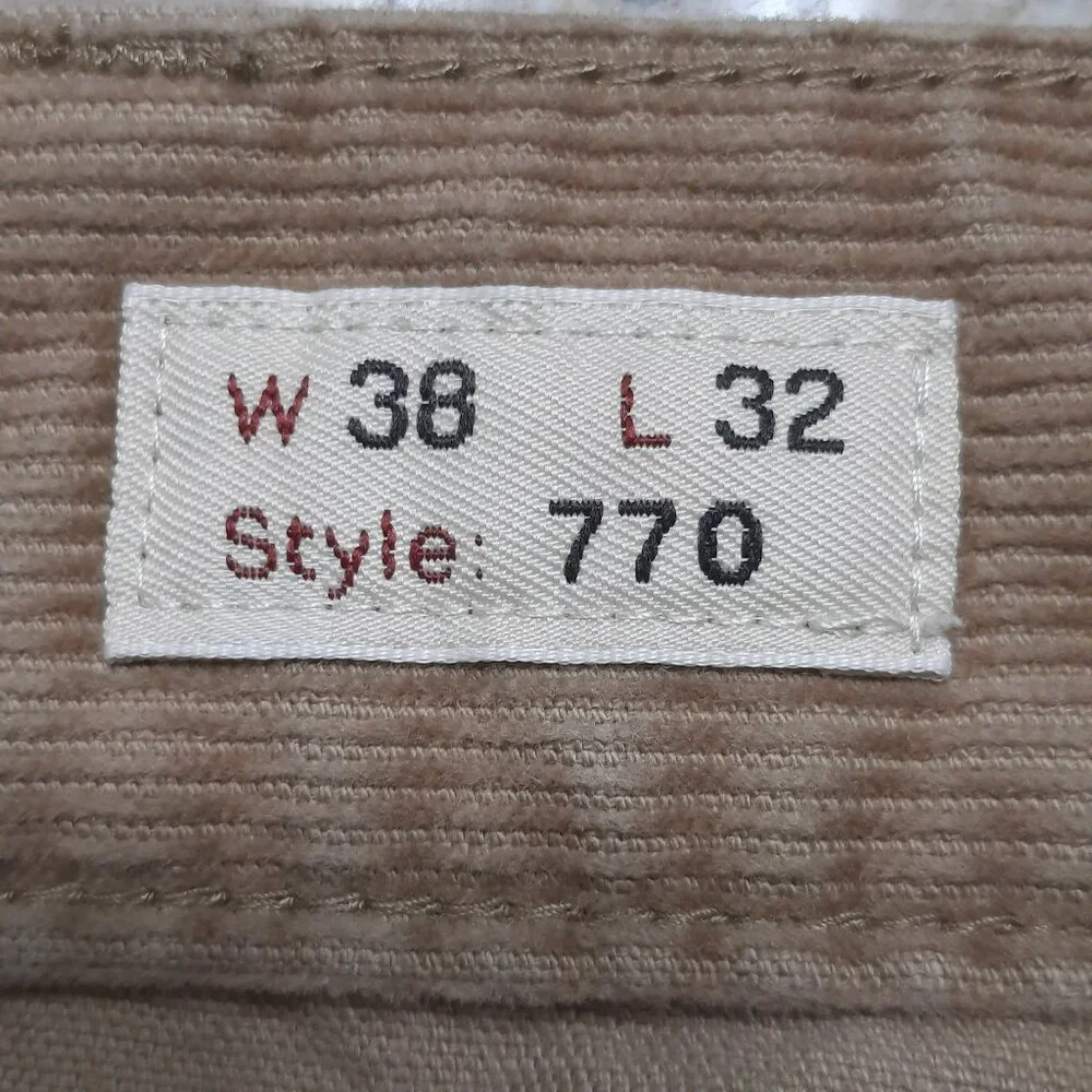 J.Crew 770 Straight Fit Corduroy Pants Men's 38x32 Tan Brown Stretch Cotton